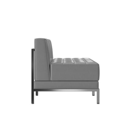 Flash Furniture ZB-IMAG-MIDCH-2-GY-GG 2 Piece Gray LeatherSoft Modular Reception Lounge Set with Ganging Clips - Reception Bench - View 6