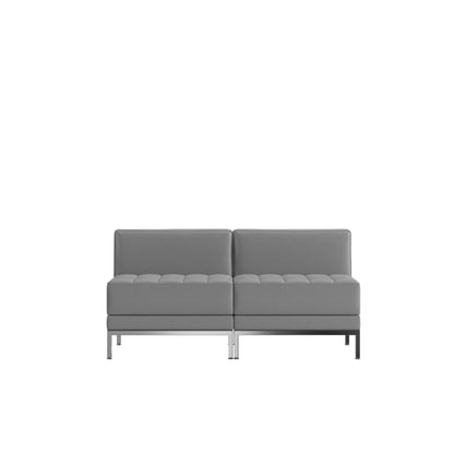 Flash Furniture ZB-IMAG-MIDCH-2-GY-GG 2 Piece Gray LeatherSoft Modular Reception Lounge Set with Ganging Clips - Reception Bench - View 7