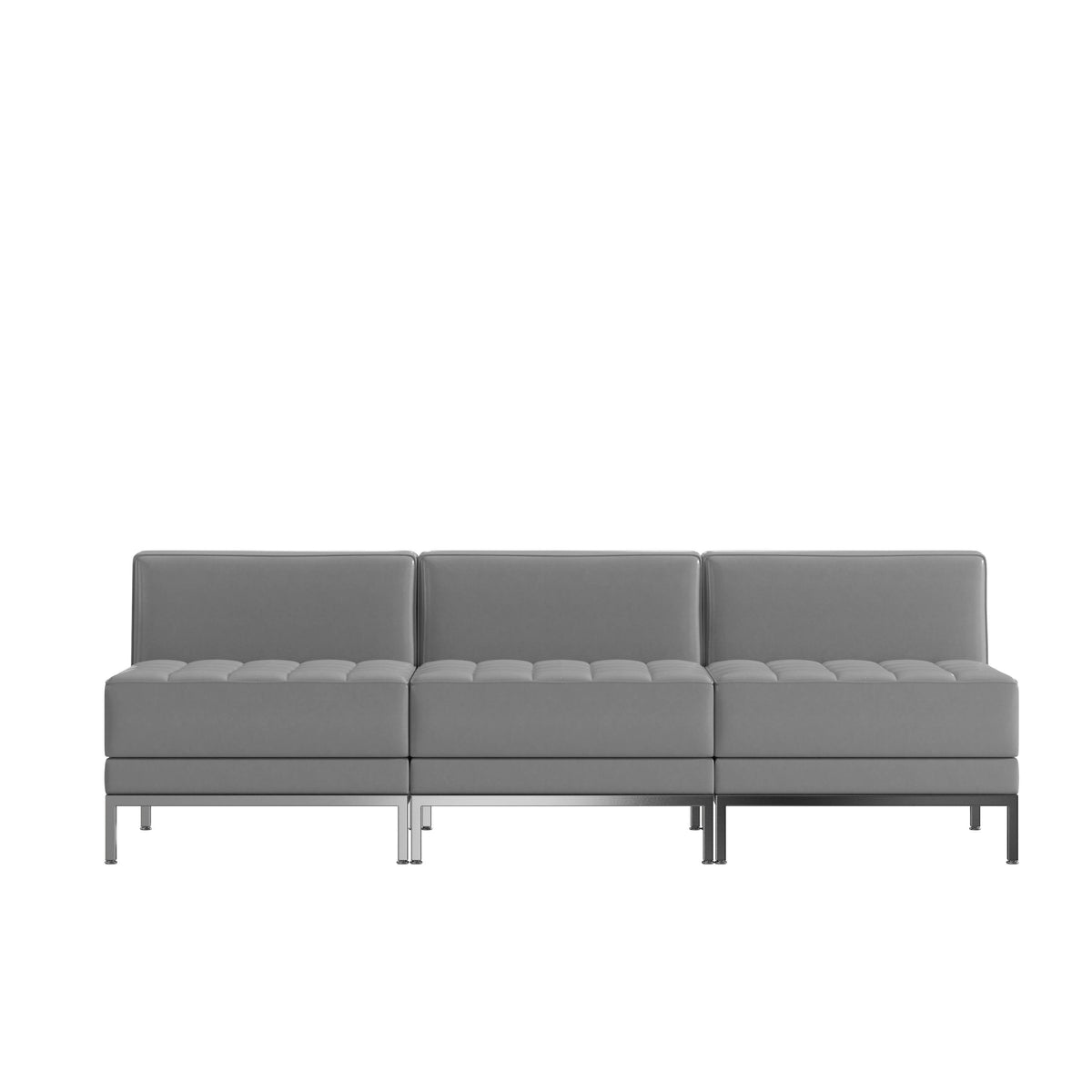 Flash Furniture ZB-IMAG-MIDCH-3-GY-GG 3 Piece Gray LeatherSoft Modular Reception Lounge Set with Ganging Clips - Reception Bench - View 7