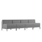 Flash Furniture ZB-IMAG-MIDCH-4-GY-GG 4 Piece Gray LeatherSoft Modular Reception Lounge Set with Ganging Clips - Reception Bench - Main view