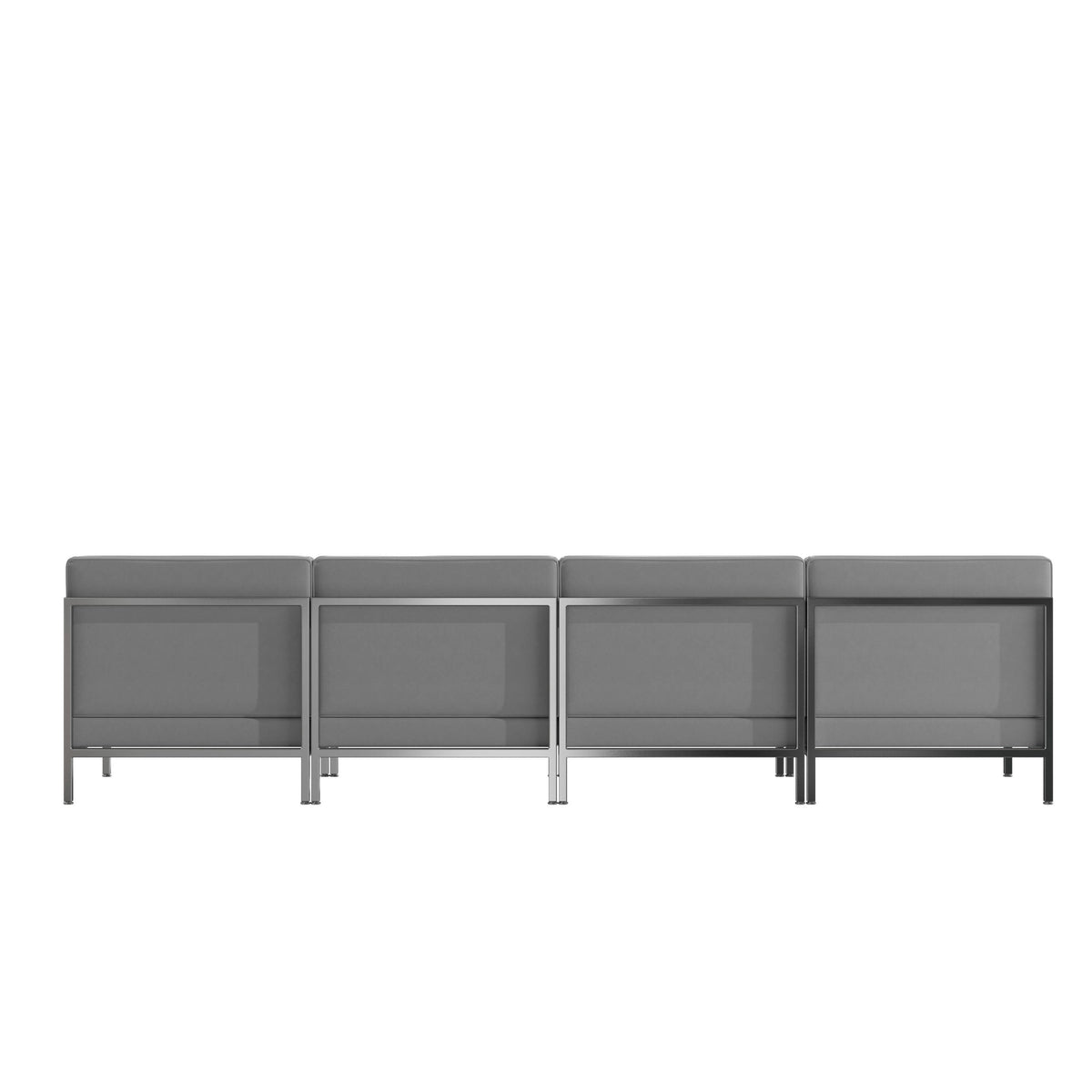 Flash Furniture ZB-IMAG-MIDCH-4-GY-GG 4 Piece Gray LeatherSoft Modular Reception Lounge Set with Ganging Clips - Reception Bench - View 5