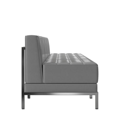 Flash Furniture ZB-IMAG-MIDCH-4-GY-GG 4 Piece Gray LeatherSoft Modular Reception Lounge Set with Ganging Clips - Reception Bench - View 6