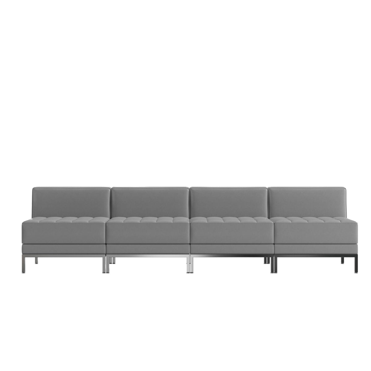 Flash Furniture ZB-IMAG-MIDCH-4-GY-GG 4 Piece Gray LeatherSoft Modular Reception Lounge Set with Ganging Clips - Reception Bench - View 7
