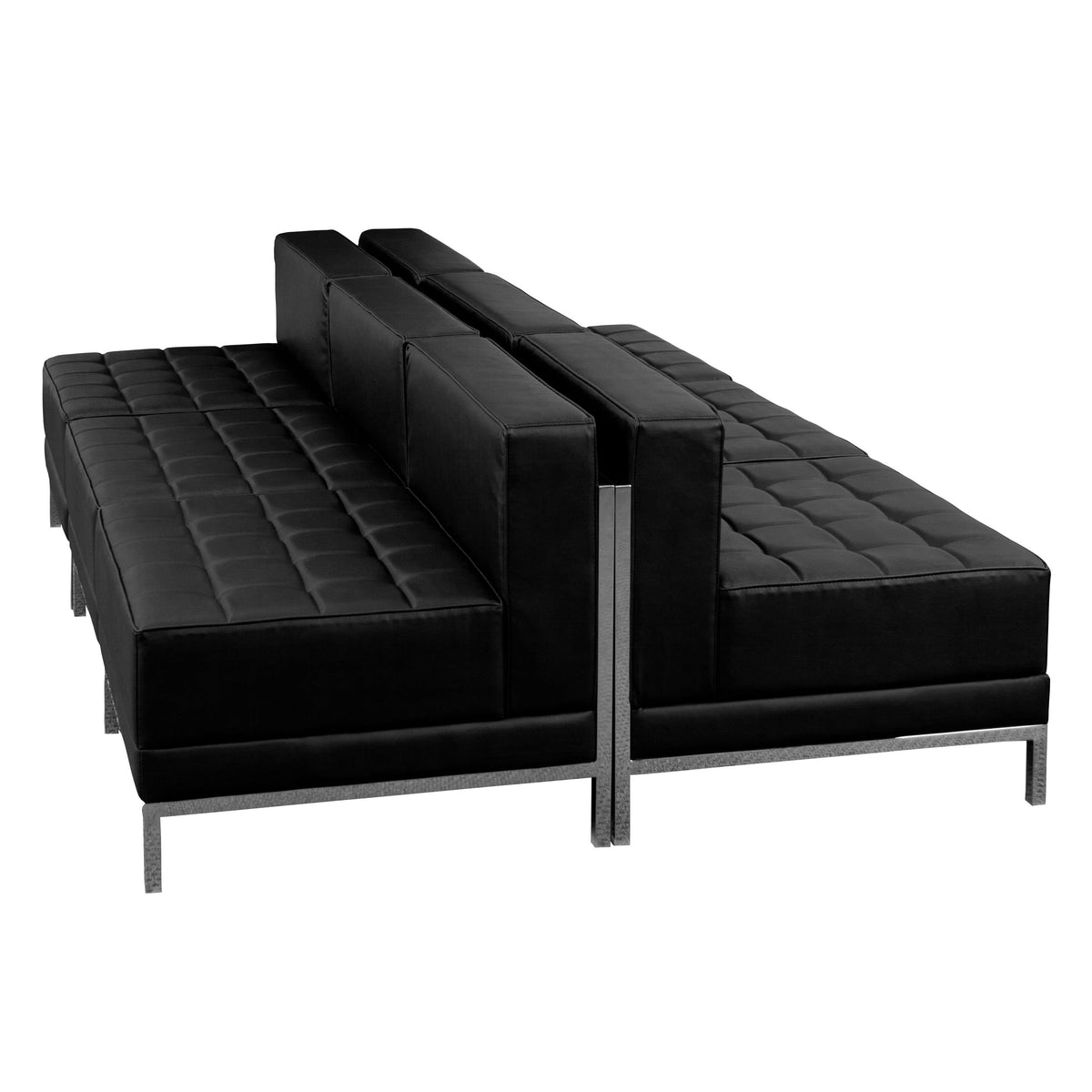 Flash Furniture ZB-IMAG-MIDCH-6-GG 6 Piece Black LeatherSoft Modular Lounge Set with Ganging Clips with Taut Back and Seat - Main view