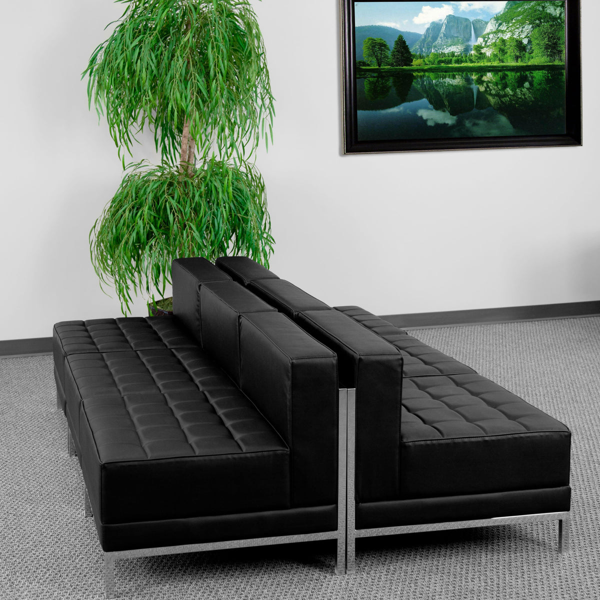 Flash Furniture ZB-IMAG-MIDCH-6-GG 6 Piece Black LeatherSoft Modular Lounge Set with Ganging Clips with Taut Back and Seat - View 2