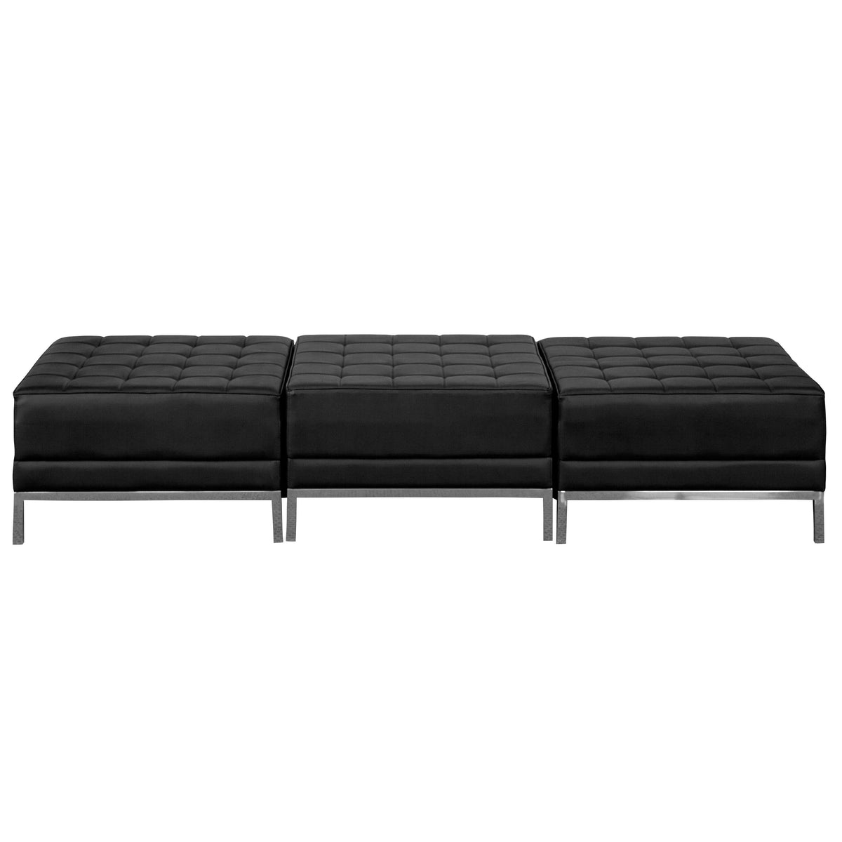 Flash Furniture ZB-IMAG-OTTO-3-GG Black LeatherSoft Backless Three Seat Bench w/Integrated Stainless Steel Legs - Main view