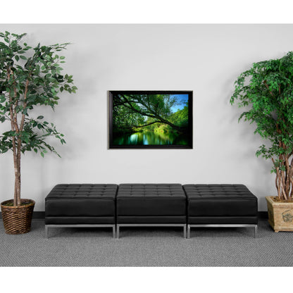 Flash Furniture ZB-IMAG-OTTO-3-GG Black LeatherSoft Backless Three Seat Bench w/Integrated Stainless Steel Legs - View 2