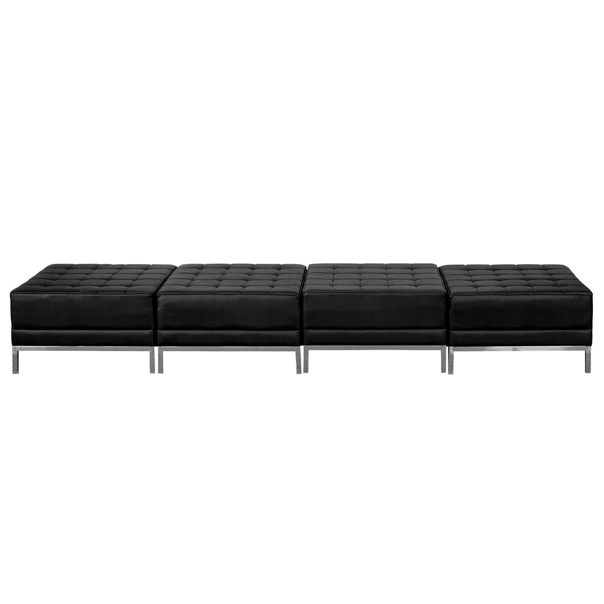 Flash Furniture ZB-IMAG-OTTO-4-GG Black LeatherSoft Backless Four Seat Bench w/Integrated Stainless Steel Legs - Main view