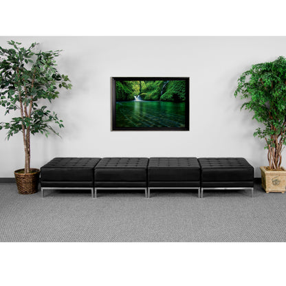 Flash Furniture ZB-IMAG-OTTO-4-GG Black LeatherSoft Backless Four Seat Bench w/Integrated Stainless Steel Legs - View 2
