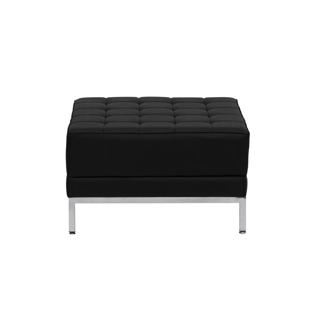 Flash Furniture ZB-IMAG-OTTOMAN-GG Black LeatherSoft Quilted Tufted Modular Ottoman with Stainless Steel Legs - View 2