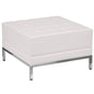 Flash Furniture ZB-IMAG-OTTOMAN-WH-GG White LeatherSoft Quilted Tufted Modular Ottoman with Stainless Steel Legs (Melrose White) - Main view