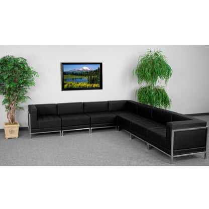 Flash Furniture ZB-IMAG-SECT-SET1-GG 7 Piece Black LeatherSoft Modular Sectional Configuration - Stainless Steel Legs - View 2