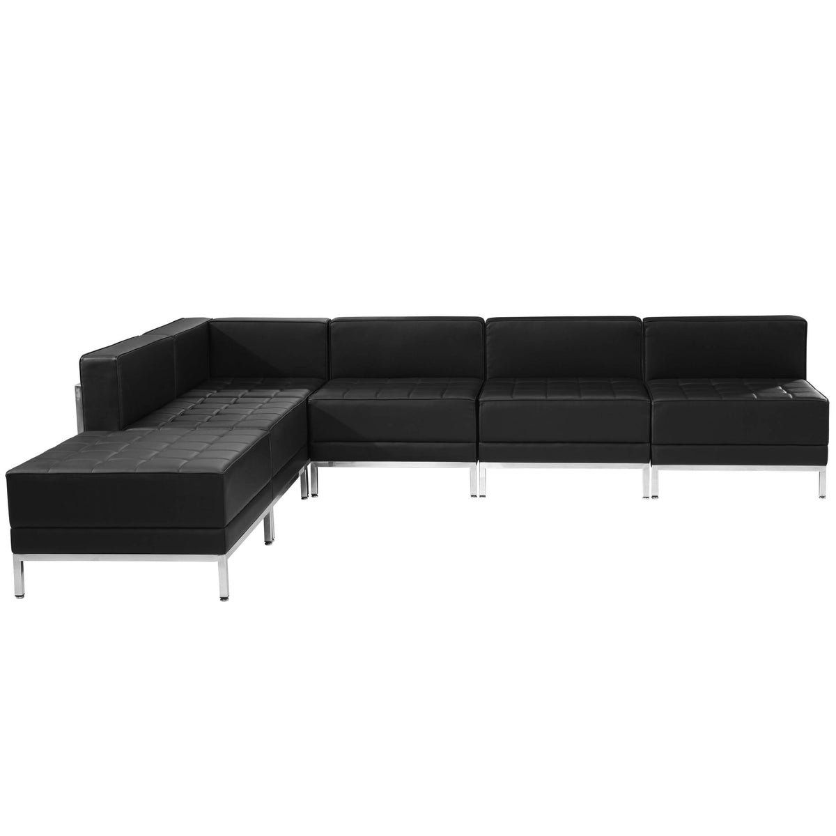 Flash Furniture ZB-IMAG-SECT-SET10-GG 6 Piece Black LeatherSoft Modular Sectional Configuration - Stainless Steel Legs - View 2
