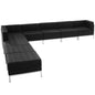 Flash Furniture ZB-IMAG-SECT-SET11-GG 9 Piece Black LeatherSoft Modular Sectional Configuration - Stainless Steel Legs - Main view