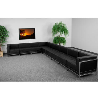 Flash Furniture ZB-IMAG-SECT-SET3-GG 9 Piece Black LeatherSoft Modular Sectional Configuration - Stainless Steel Legs - View 2