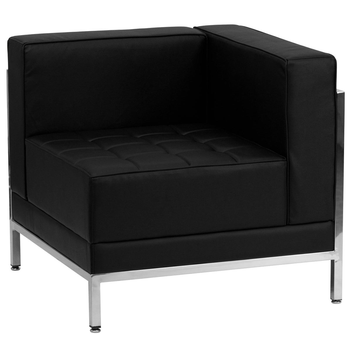 Flash Furniture ZB-IMAG-SECT-SET6-GG 7 Piece Black LeatherSoft Modular Sectional Configuration - Stainless Steel Legs - View 3