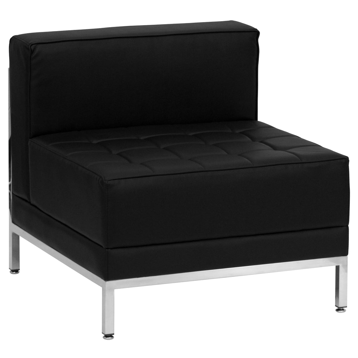 Flash Furniture ZB-IMAG-SECT-SET6-GG 7 Piece Black LeatherSoft Modular Sectional Configuration - Stainless Steel Legs - View 4