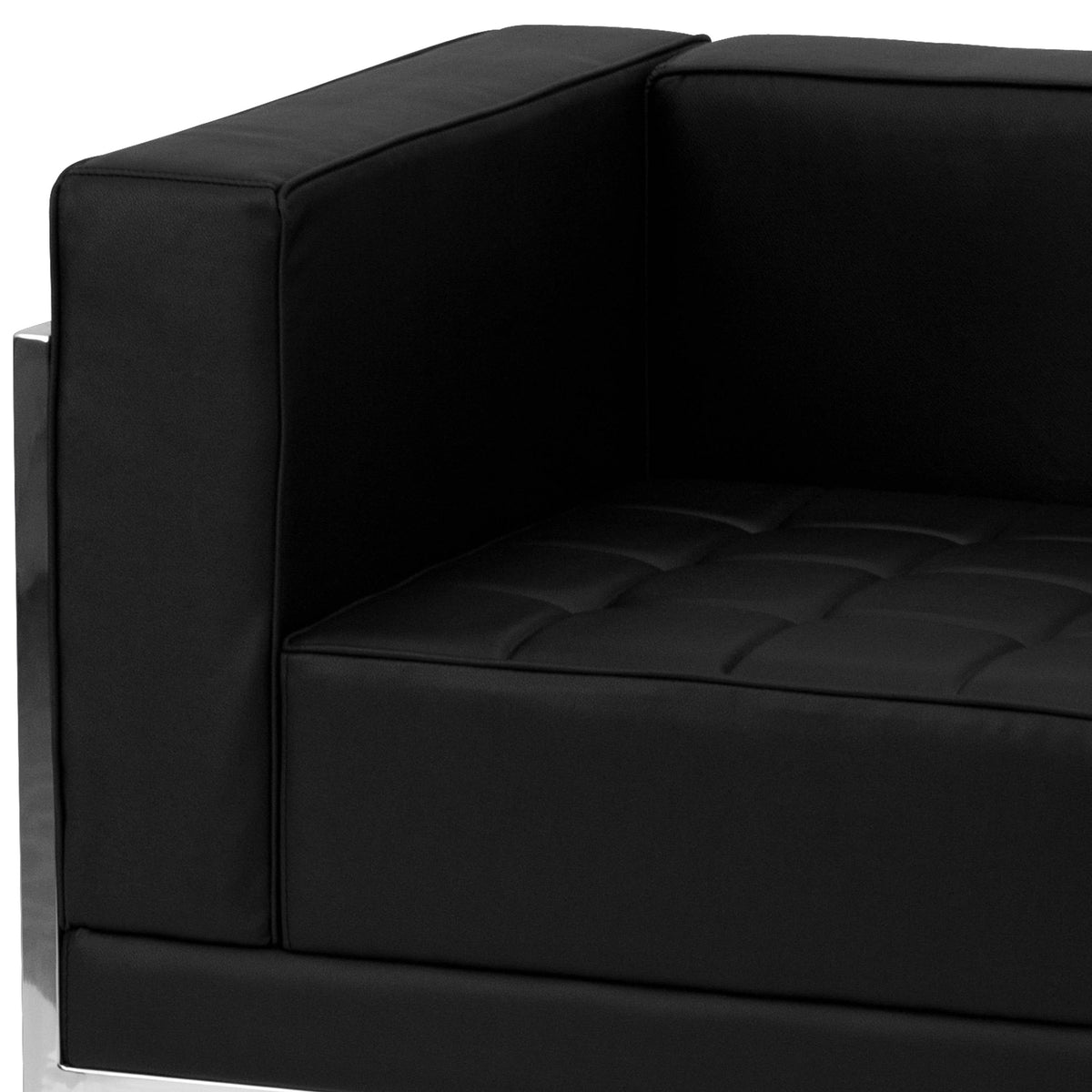 Flash Furniture ZB-IMAG-SECT-SET7-GG 9 Piece Black LeatherSoft Modular Sectional Configuration - Stainless Steel Legs - View 6