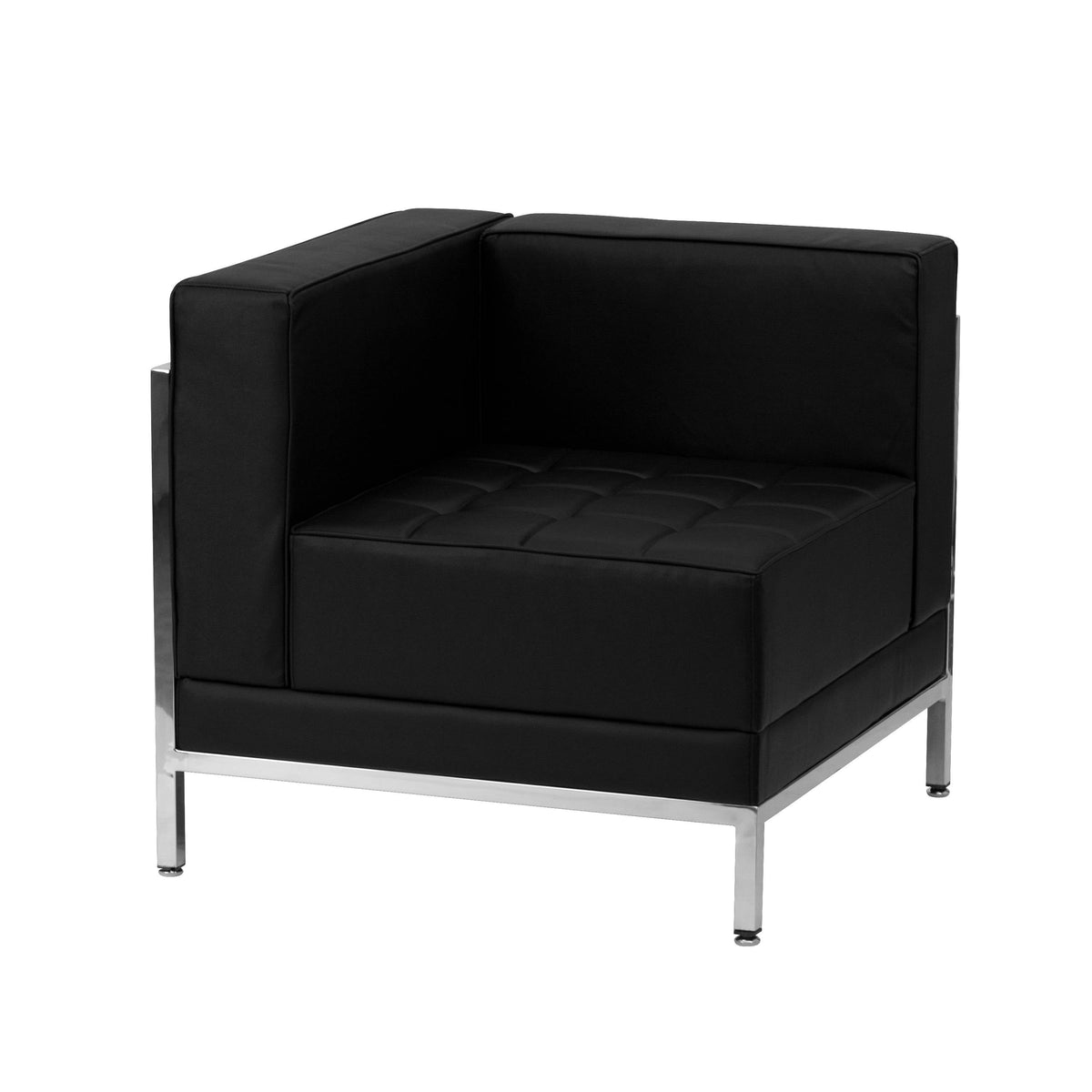 Flash Furniture ZB-IMAG-SECT-SET7-GG 9 Piece Black LeatherSoft Modular Sectional Configuration - Stainless Steel Legs - View 7