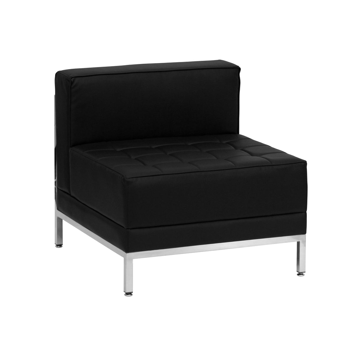 Flash Furniture ZB-IMAG-SECT-SET7-GG 9 Piece Black LeatherSoft Modular Sectional Configuration - Stainless Steel Legs - View 8
