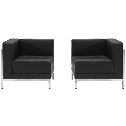 Flash Furniture ZB-IMAG-SET10-GG Black LeatherSoft 2 Piece Modular Corner Chair Set with Taut Back and Seat - Main view