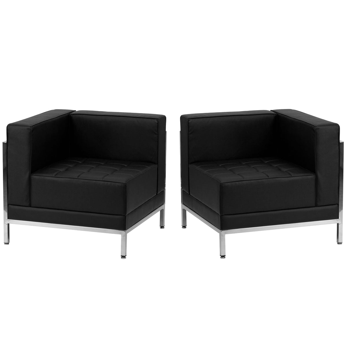 Flash Furniture ZB-IMAG-SET10-GG Black LeatherSoft 2 Piece Modular Corner Chair Set with Taut Back and Seat - View 2