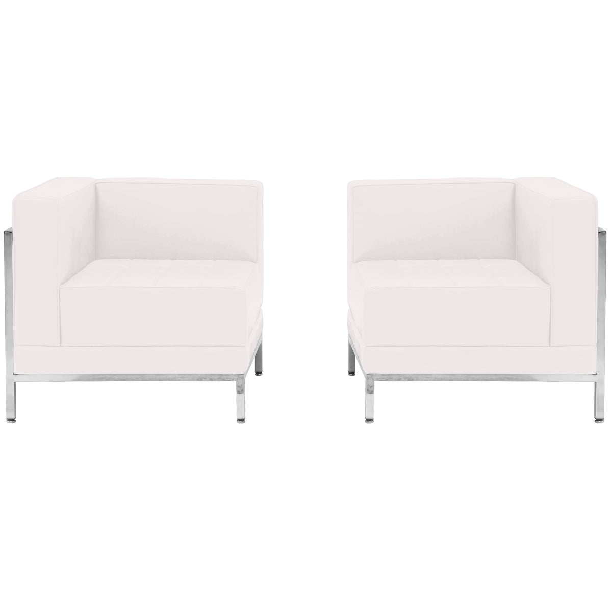 Flash Furniture ZB-IMAG-SET10-WH-GG White LeatherSoft 2 Piece Modular Corner Chair Set with Taut Back and Seat (Melrose White) - Main view