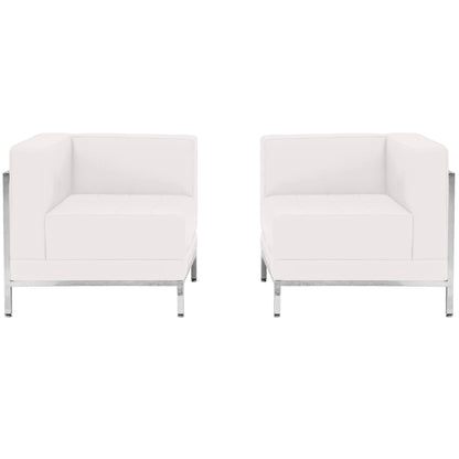 Flash Furniture ZB-IMAG-SET10-WH-GG White LeatherSoft 2 Piece Modular Corner Chair Set with Taut Back and Seat (Melrose White) - Main view