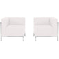 Flash Furniture ZB-IMAG-SET10-WH-GG White LeatherSoft 2 Piece Modular Corner Chair Set with Taut Back and Seat (Melrose White) - Main view