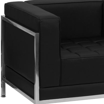 Flash Furniture ZB-IMAG-SET13-GG Black LeatherSoft Modular Sofa & Chair Set with Ganging Clips with Taut Back and Seat - View 2