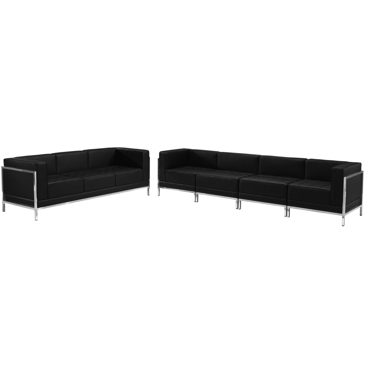 Flash Furniture ZB-IMAG-SET17-GG 5 Piece Black LeatherSoft Modular Sofa Set with Taut Back and Seat - Main view