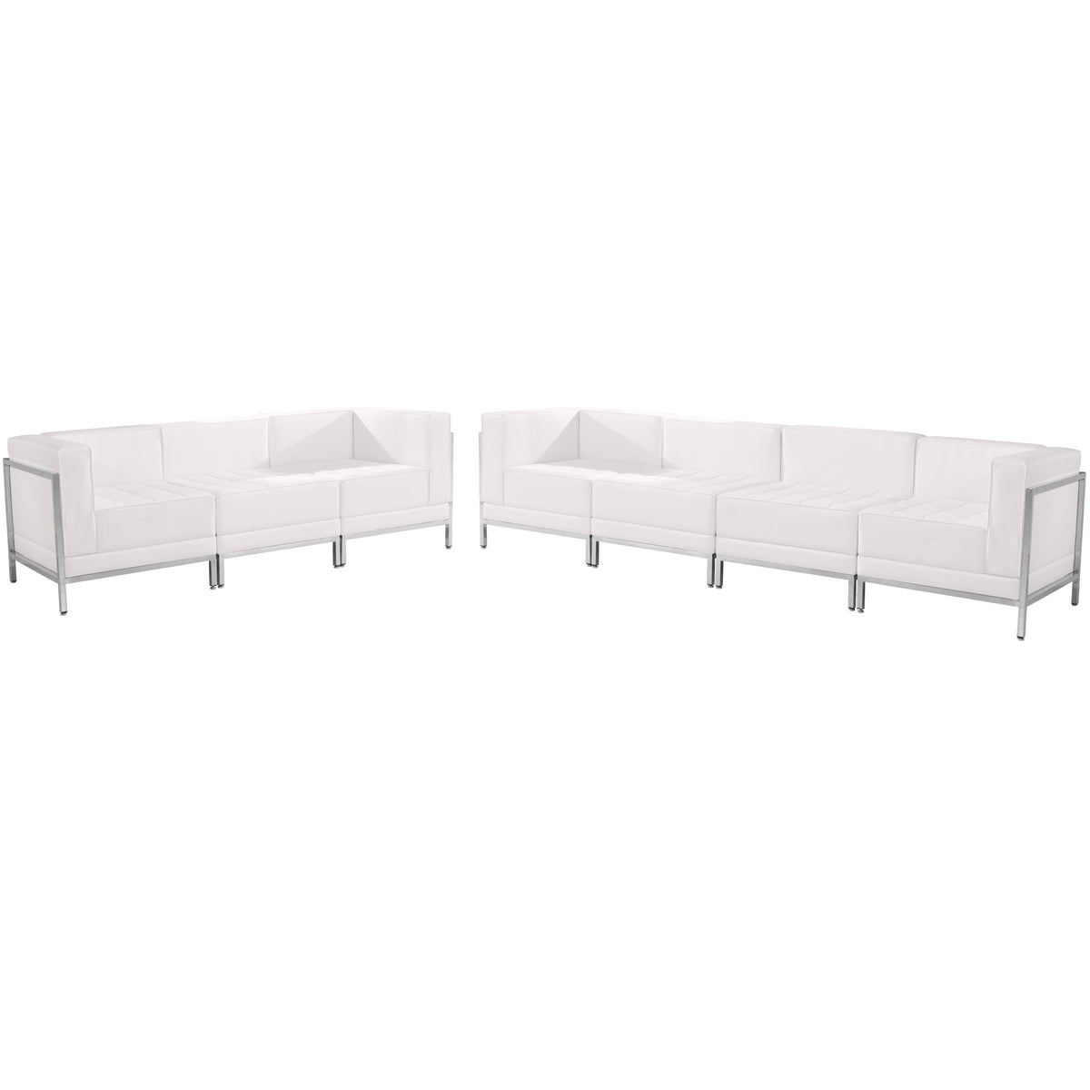 Flash Furniture ZB-IMAG-SET17-WH-GG 5 Piece White LeatherSoft Modular Sofa Set with Taut Back and Seat (Melrose White) - Main view