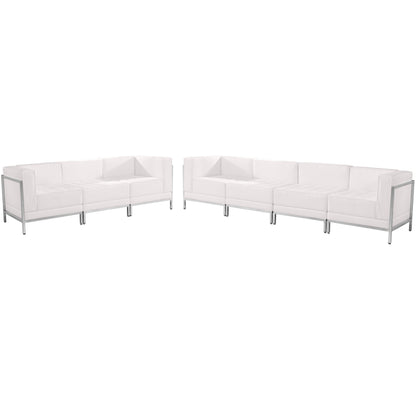 Flash Furniture ZB-IMAG-SET17-WH-GG 5 Piece White LeatherSoft Modular Sofa Set with Taut Back and Seat (Melrose White) - Main view