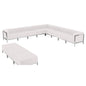 Flash Furniture ZB-IMAG-SET18-WH-GG 12 PC White LeatherSoft Modular Sectional & Ottoman Set - Stainless Steel Legs (Melrose White) - Main view