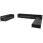 Flash Furniture ZB-IMAG-SET19-GG 10 Piece Black LeatherSoft Modular Sectional & Sofa Set - Stainless Steel Legs - Main view