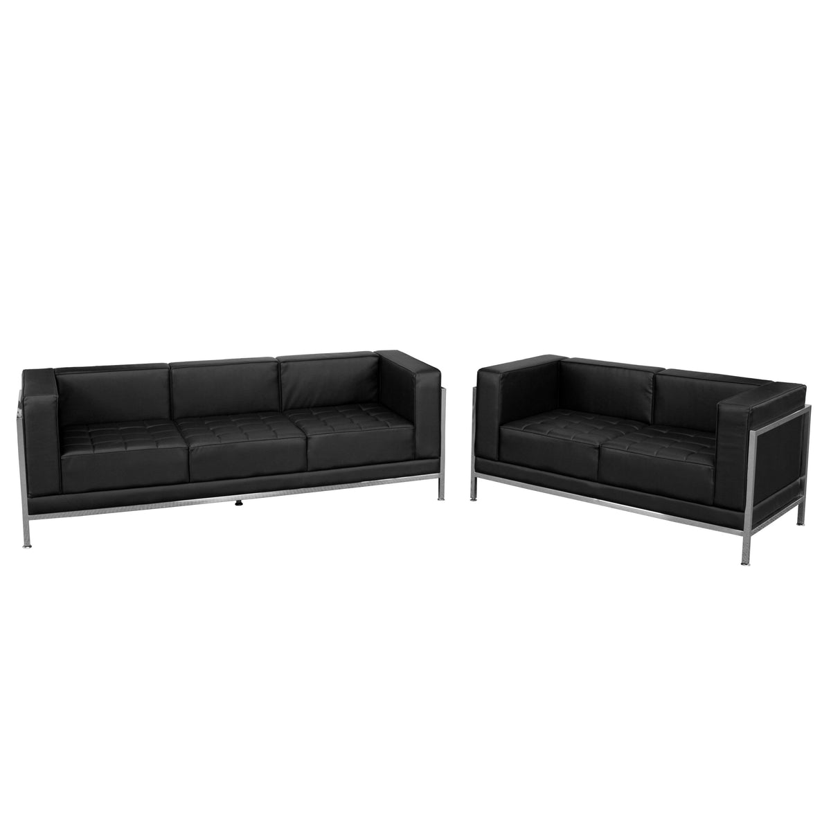Flash Furniture ZB-IMAG-SET2-GG Black LeatherSoft Modular Sofa & Loveseat Set with Taut Back and Seat - Main view