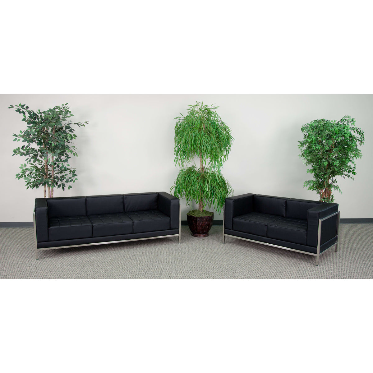 Flash Furniture ZB-IMAG-SET2-GG Black LeatherSoft Modular Sofa & Loveseat Set with Taut Back and Seat - View 2