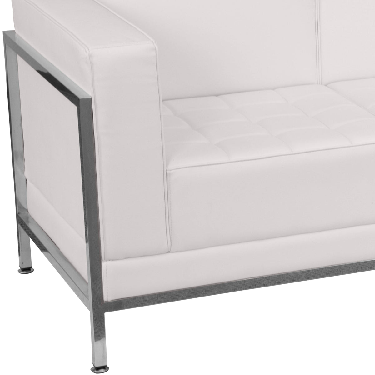 Flash Furniture ZB-IMAG-SET20-WH-GG White LeatherSoft Modular Sofa, Chair & Ottoman Set with Ganging Clips with Taut Back and Seat - View 2