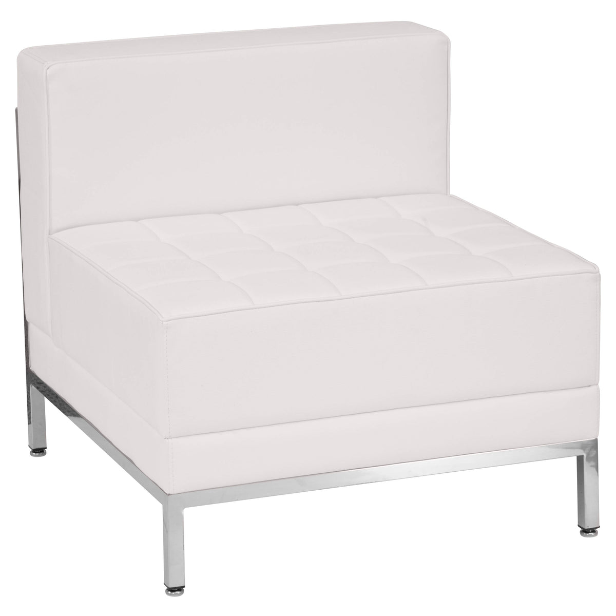 Flash Furniture ZB-IMAG-SET20-WH-GG White LeatherSoft Modular Sofa, Chair & Ottoman Set with Ganging Clips with Taut Back and Seat - View 3
