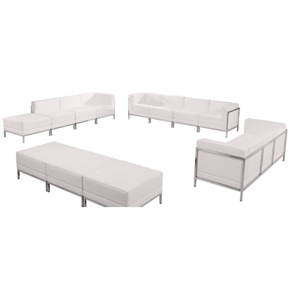 Flash Furniture ZB-IMAG-SET21-WH-GG 12 Piece White LeatherSoft Modular Sofa, Lounge & Ottoman Set - Main view