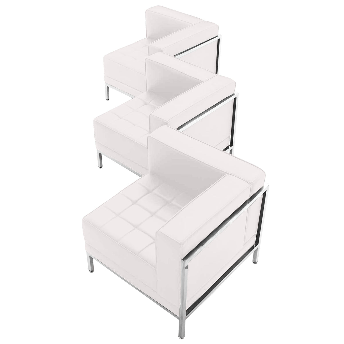 Flash Furniture ZB-IMAG-SET4-WH-GG White LeatherSoft 3 Piece Modular Corner Chair Set with Taut Back and Seat (Melrose White) - Main view