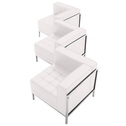 Flash Furniture ZB-IMAG-SET4-WH-GG White LeatherSoft 3 Piece Modular Corner Chair Set with Taut Back and Seat (Melrose White) - Main view