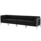 Flash Furniture ZB-IMAG-SET8-GG Black LeatherSoft 4 Piece Modular Lounge Set with Ganging Clips with Taut Back and Seat - Main view