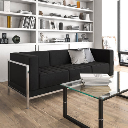 Flash Furniture ZB-IMAG-SOFA-GG Black LeatherSoft Modular Sofa with Quilted Tufted Seat and Encasing Frame - View 2