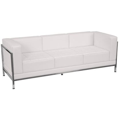 Flash Furniture ZB-IMAG-SOFA-WH-GG White LeatherSoft Modular Sofa with Quilted Tufted Seat and Encasing Frame (Melrose White) - Main view