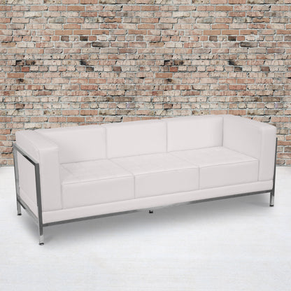 Flash Furniture ZB-IMAG-SOFA-WH-GG White LeatherSoft Modular Sofa with Quilted Tufted Seat and Encasing Frame (Melrose White) - View 2