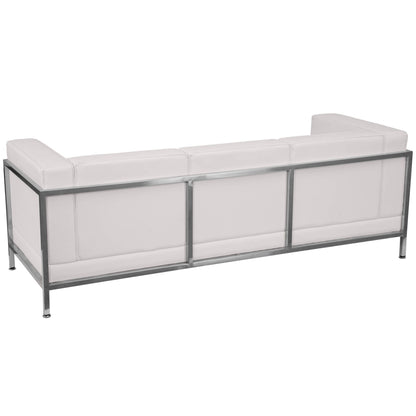 Flash Furniture ZB-IMAG-SOFA-WH-GG White LeatherSoft Modular Sofa with Quilted Tufted Seat and Encasing Frame (Melrose White) - View 3