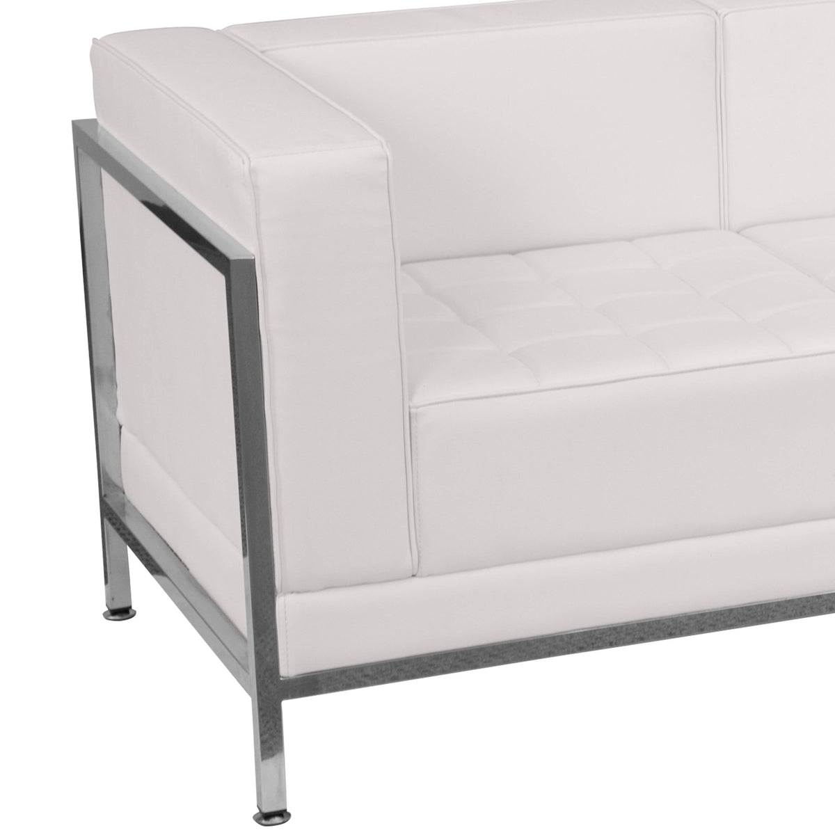 Flash Furniture ZB-IMAG-SOFA-WH-GG White LeatherSoft Modular Sofa with Quilted Tufted Seat and Encasing Frame (Melrose White) - View 4