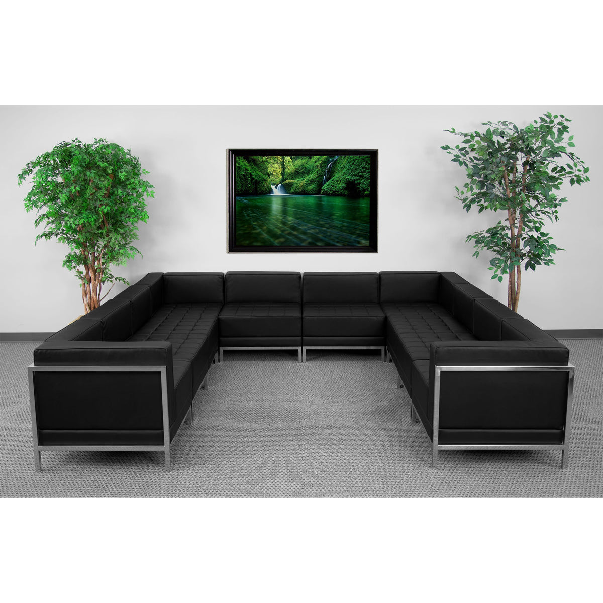 Flash Furniture ZB-IMAG-U-SECT-SET1-GG Black LeatherSoft Modular U-Shape Sectional Configuration, 10 Pieces - View 2