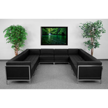 Flash Furniture ZB-IMAG-U-SECT-SET1-GG Black LeatherSoft Modular U-Shape Sectional Configuration, 10 Pieces - View 2